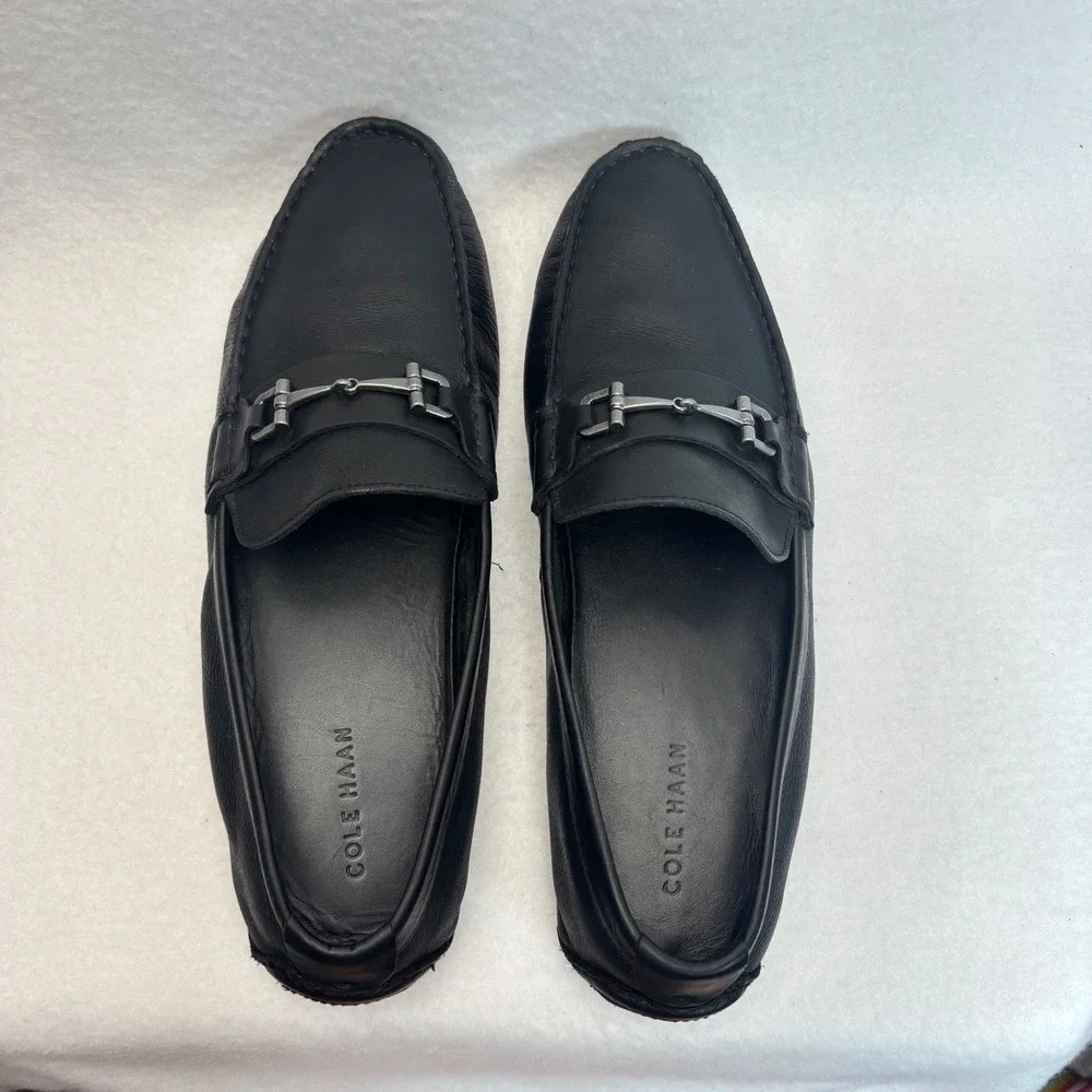Cole Haan Horsebit Driving Loafers Black Leather Preppy Golf Casual Classic 11.5